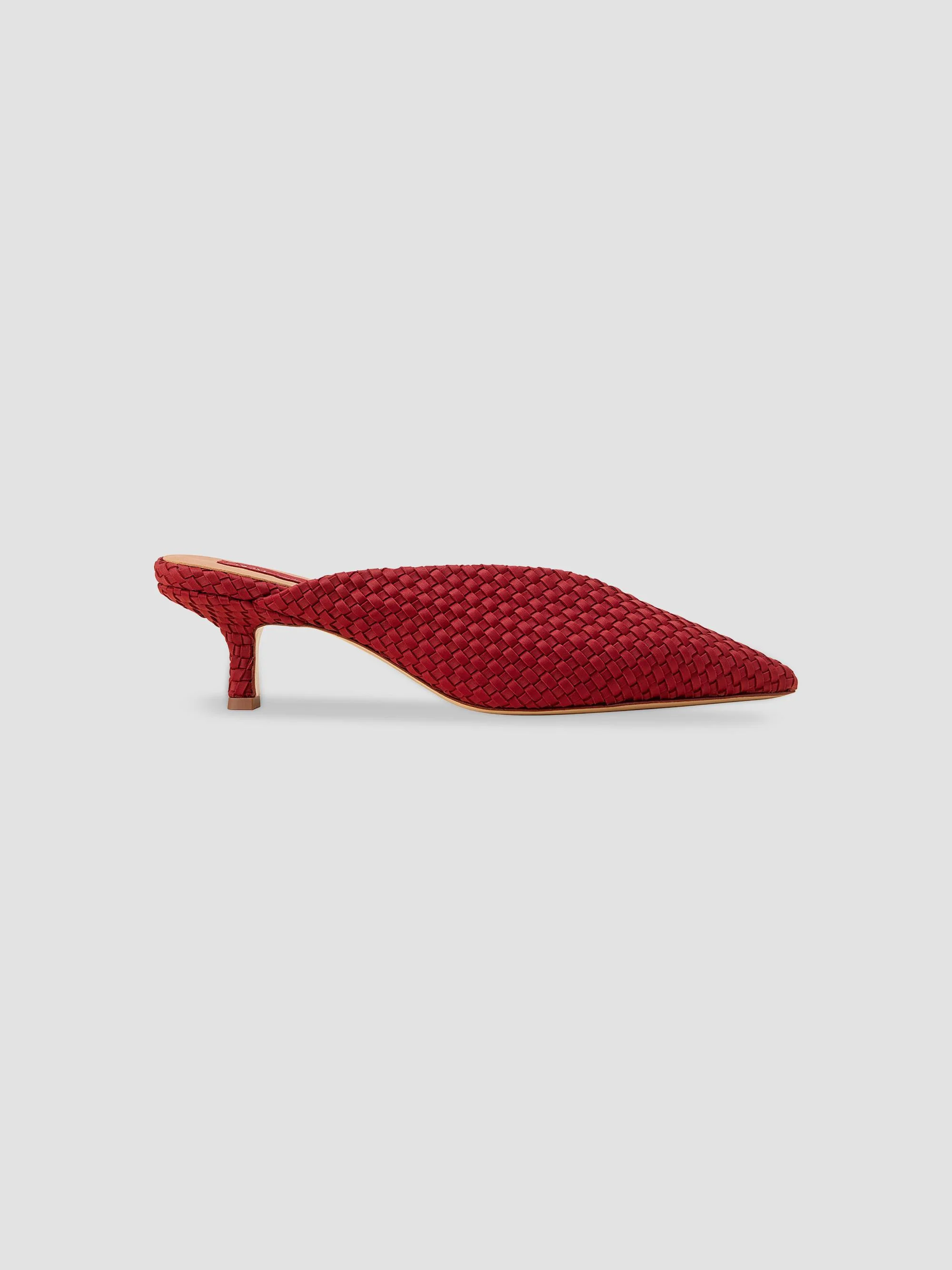 Women's Strada Kitten Heel Mules - Rosso - 1
