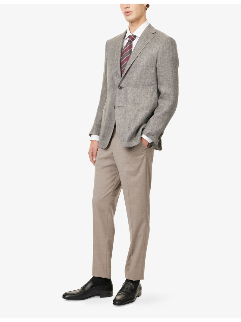 CORNELIANI Herringbone Notch-Lapel Linen-And-Wool Jacket outlook