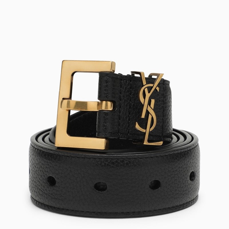 SAINT LAURENT 3cm Croc-Effect Leather Belt for Men