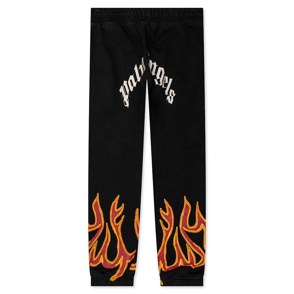 PALM ANGELS GD GRAFFITI FLAMES SWEATPANTS - BLACK/RED - 1