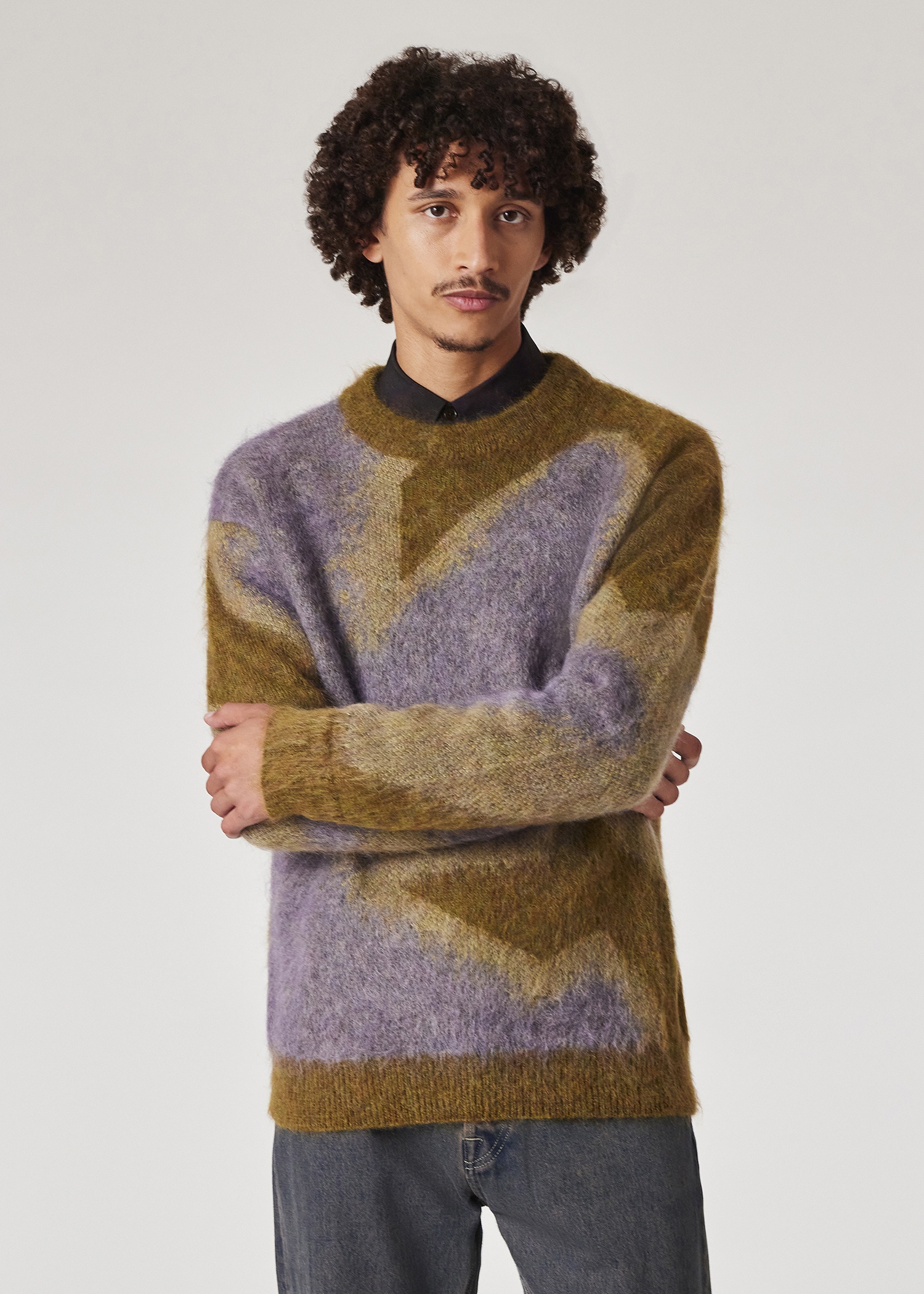 'Photogram Leaves' Mohair-Blend Sweater - 3