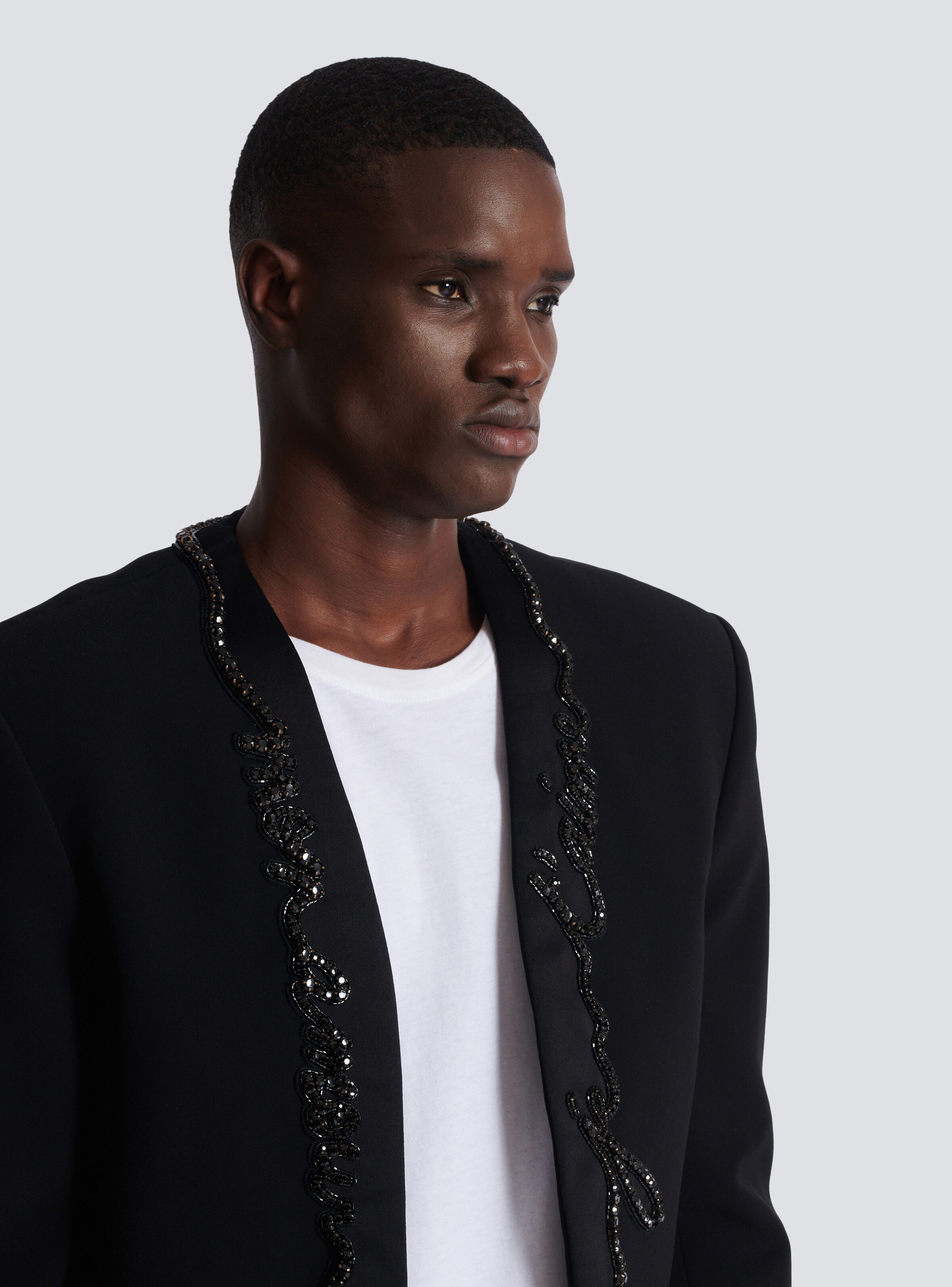 Cropped crepe jacket with "Love Letter" embroidery - 7