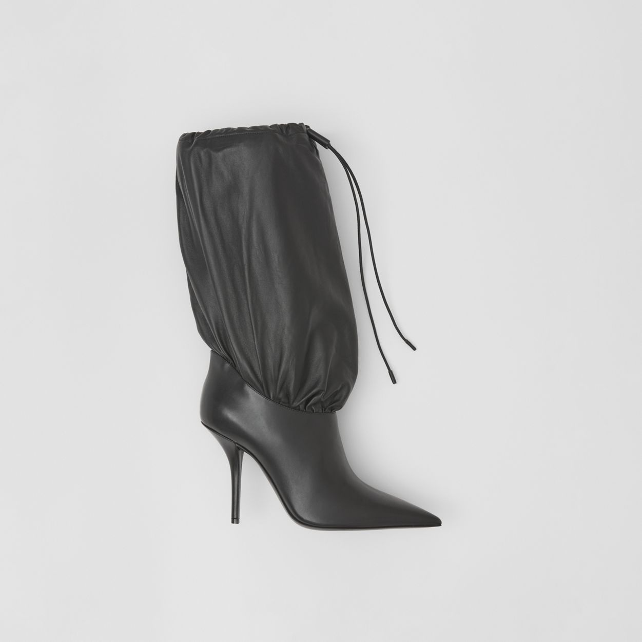 Leather and Plongé Lambskin Drawcord Boots - 2