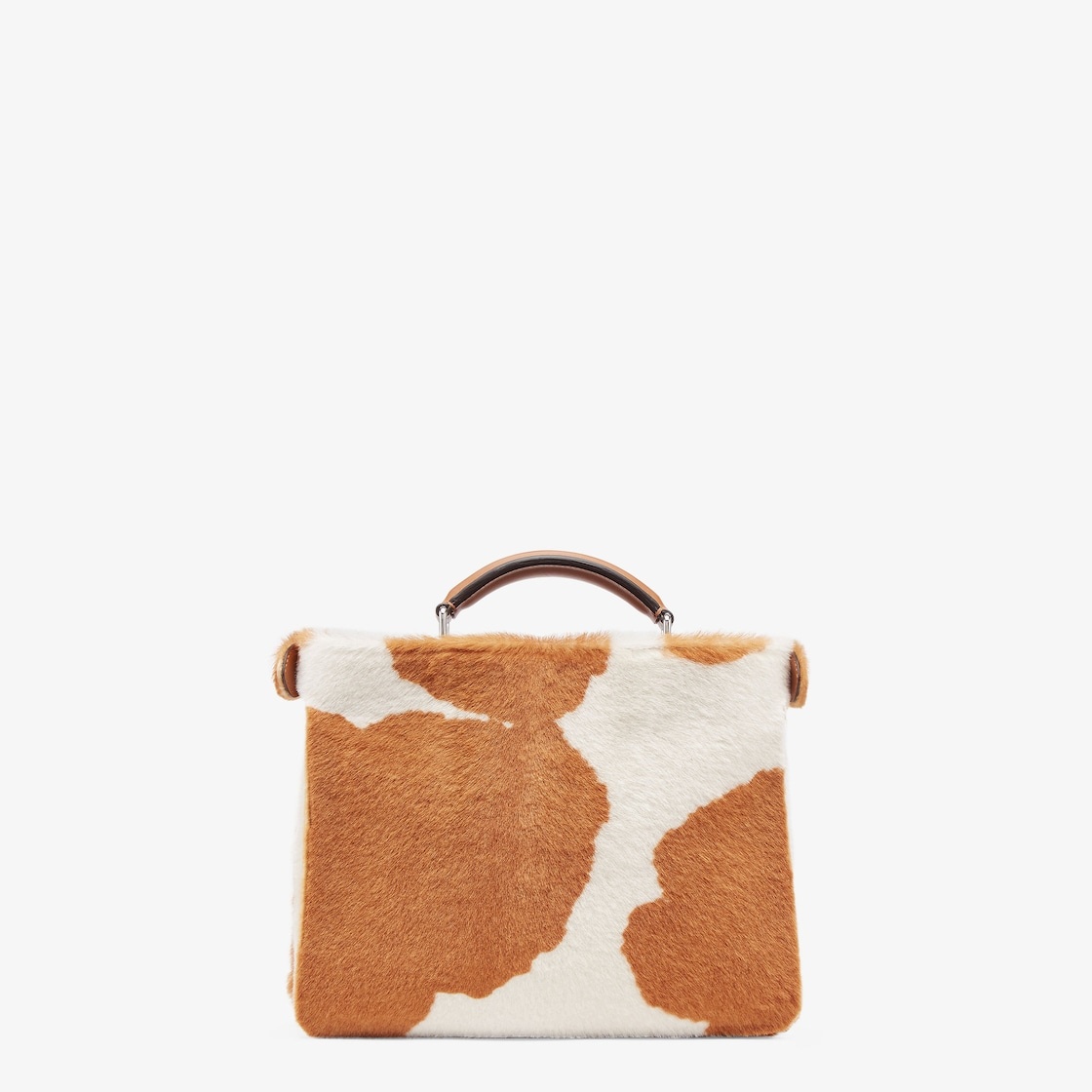 Small Peekaboo ISeeU bag made of sheepskin printed with brown and white cowhide motif. The interior  - 4