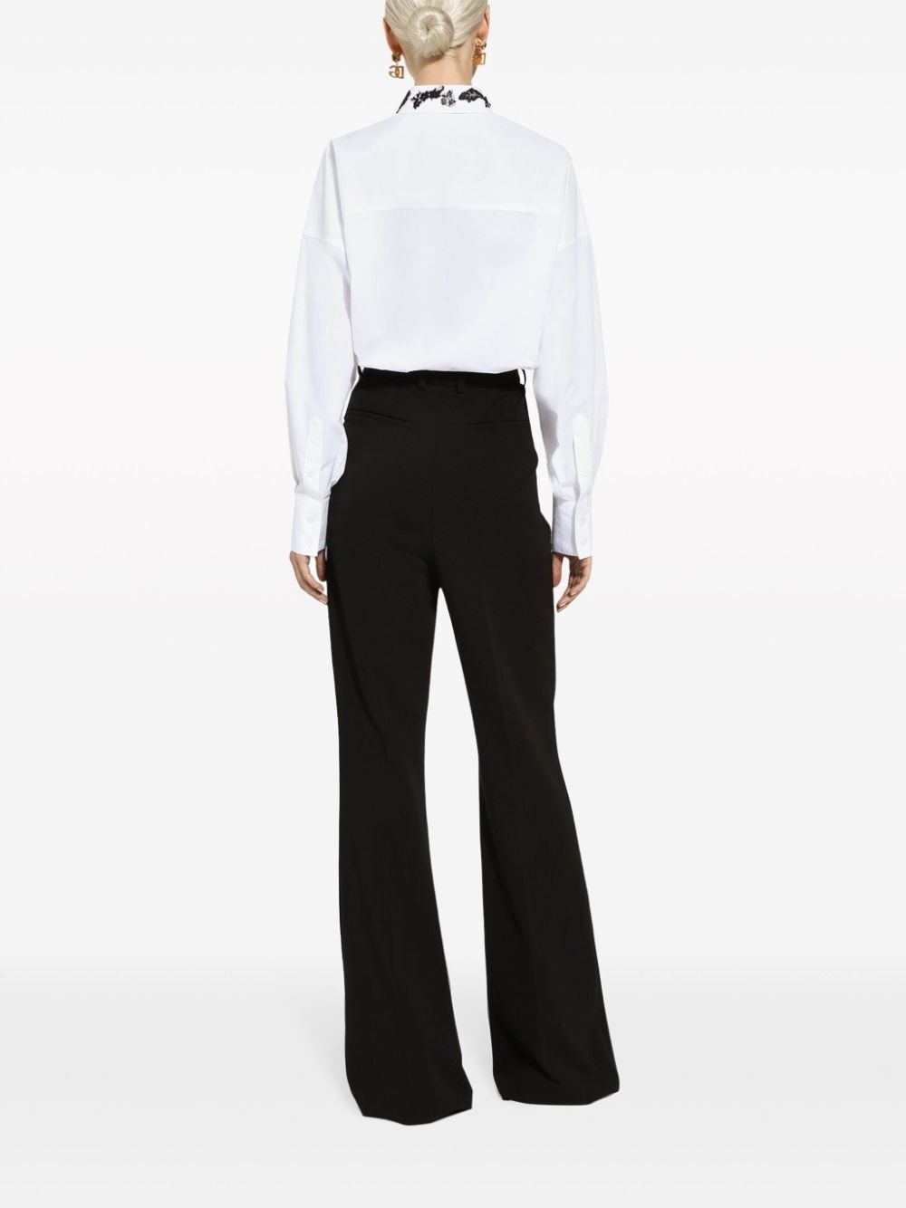 high-waisted pressed-crease flared trousers - 4
