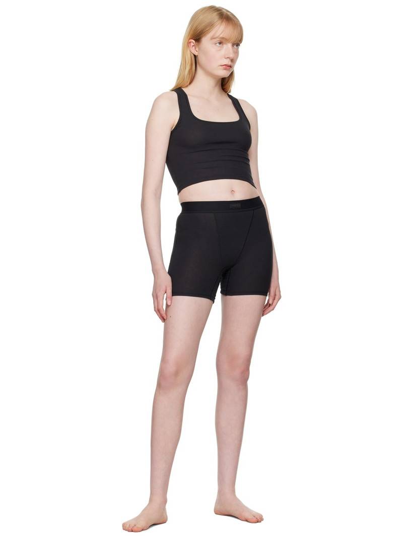 SKIMS Black Cotton Rib Boy Shorts outlook