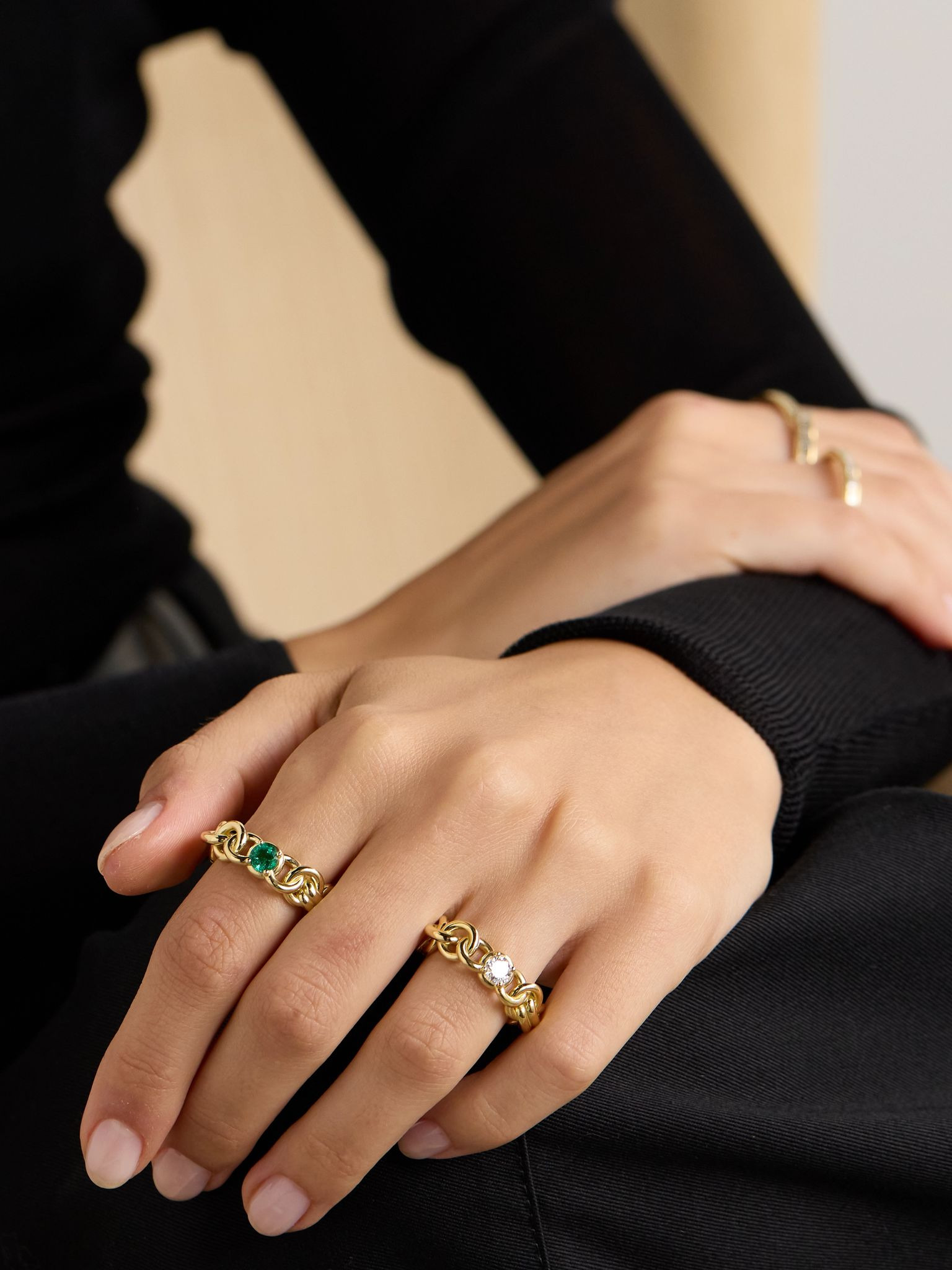Serpens Large 18-karat gold emerald ring Green - 5