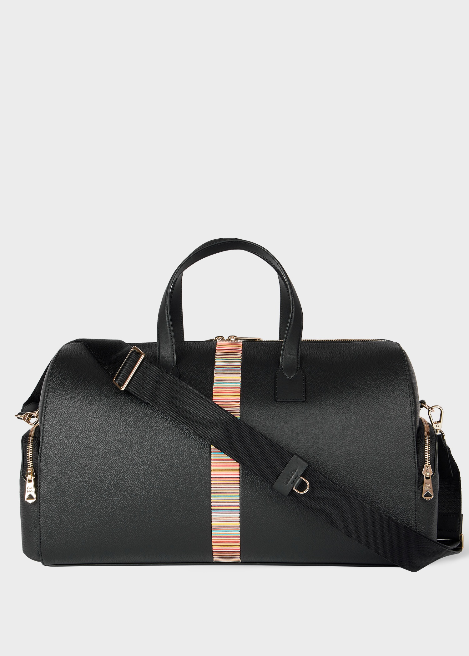 Black Leather 'Signature Stripe' Trim Day Holdall - 2
