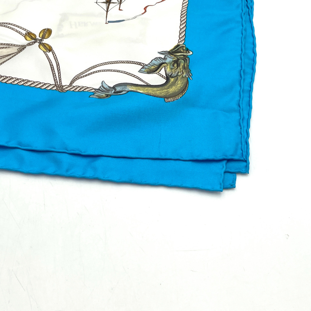 Hermes Aqua Blue Silk Scarf - 6
