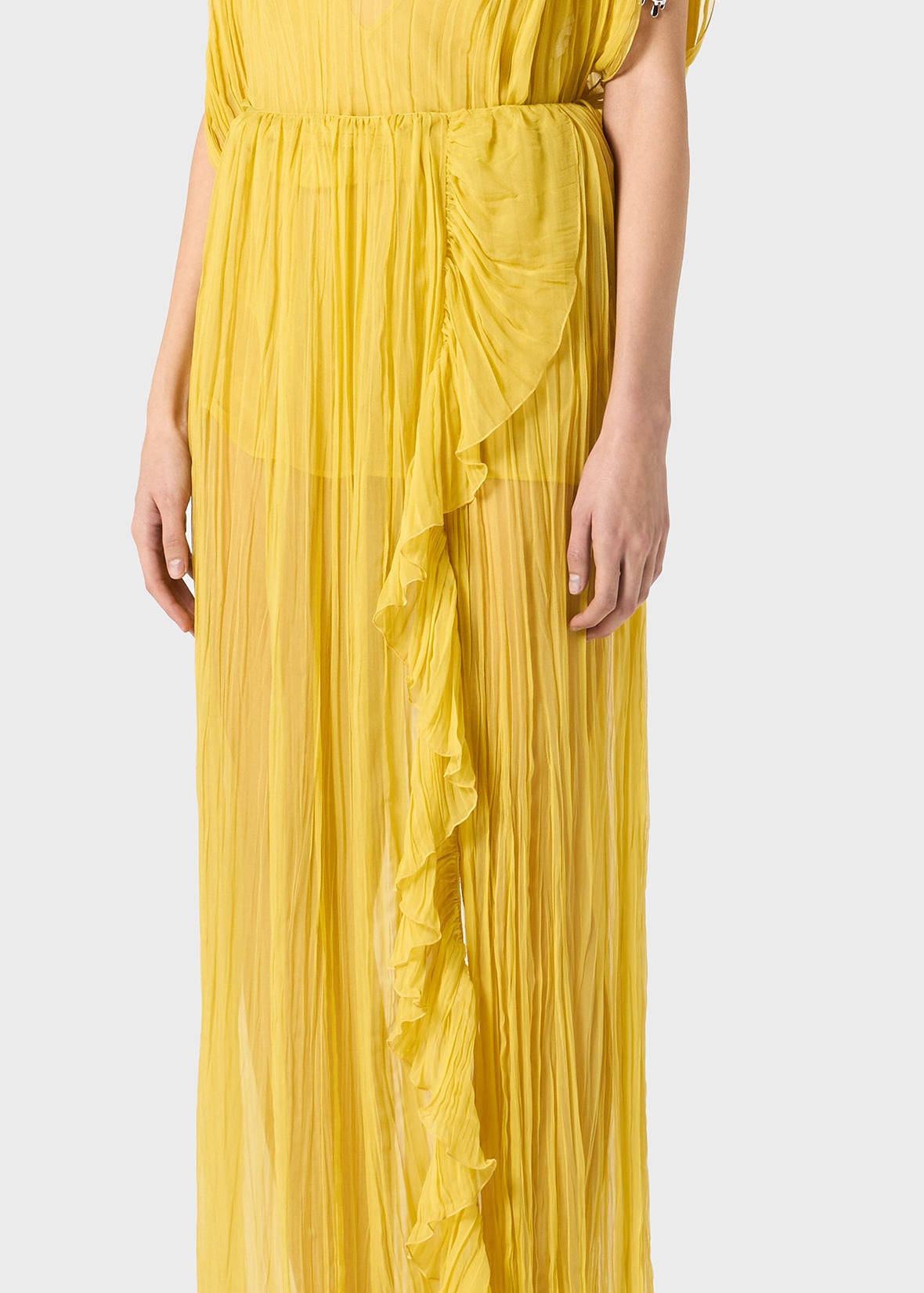 PLEATED SKIRT IN SILK CHIFFON WITH RUFFLES - 5