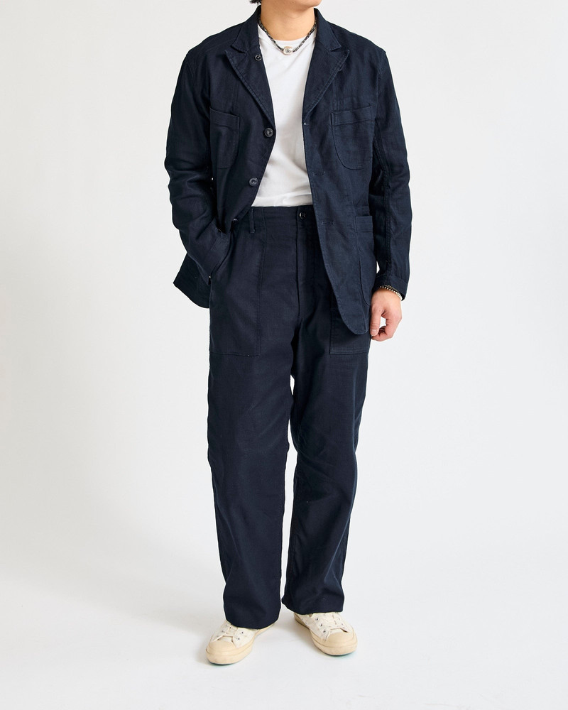 Bedford Jacket in Dark Navy Cotton Linen Java Cloth 8