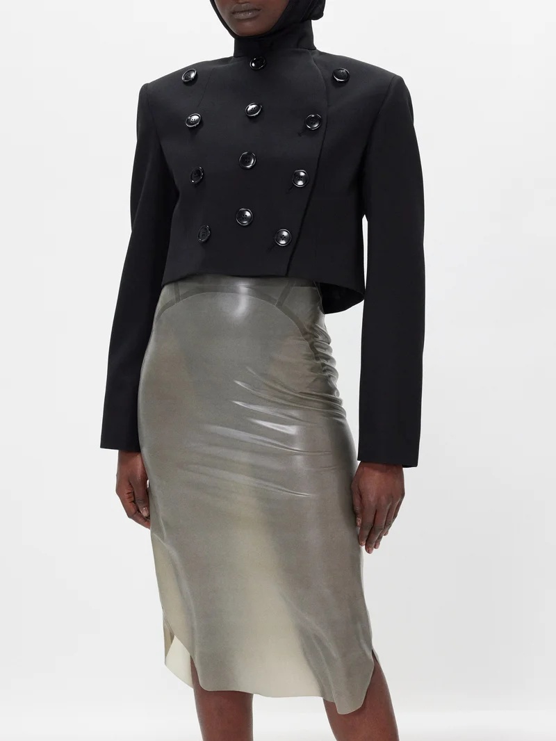 ジャケット ALAIA WOOL GABARDINE DOUBLE-BREASTED JACKET Alaïa Stand-collar wool-gabardine double-breasted jacket