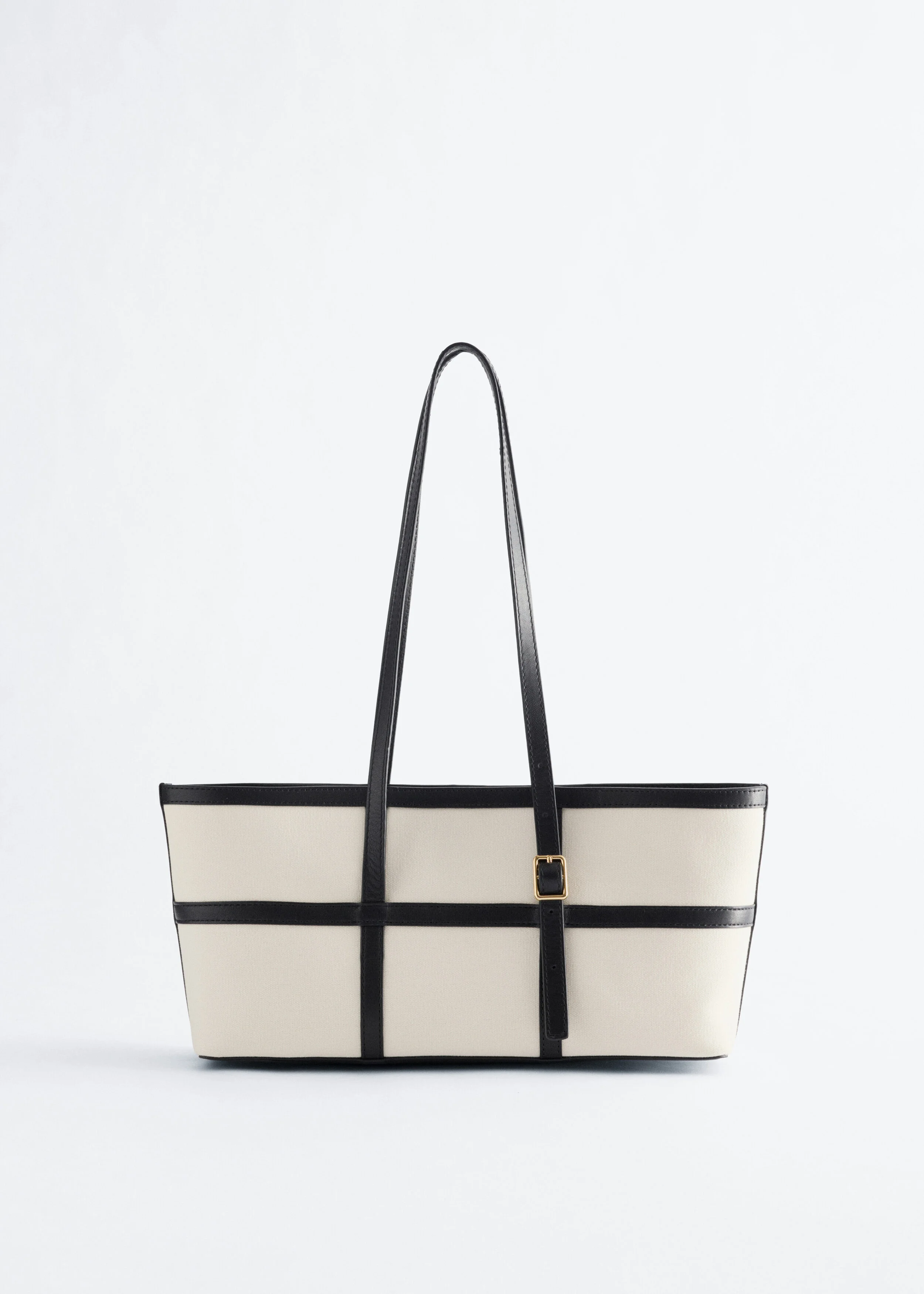 Leather-Trimmed Canvas Shoulder Bag - 1