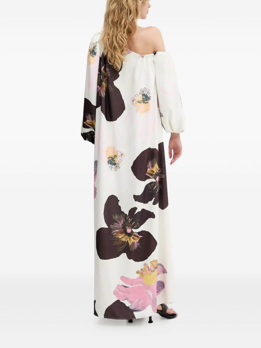 off-shoulder floral print maxi dress - 3