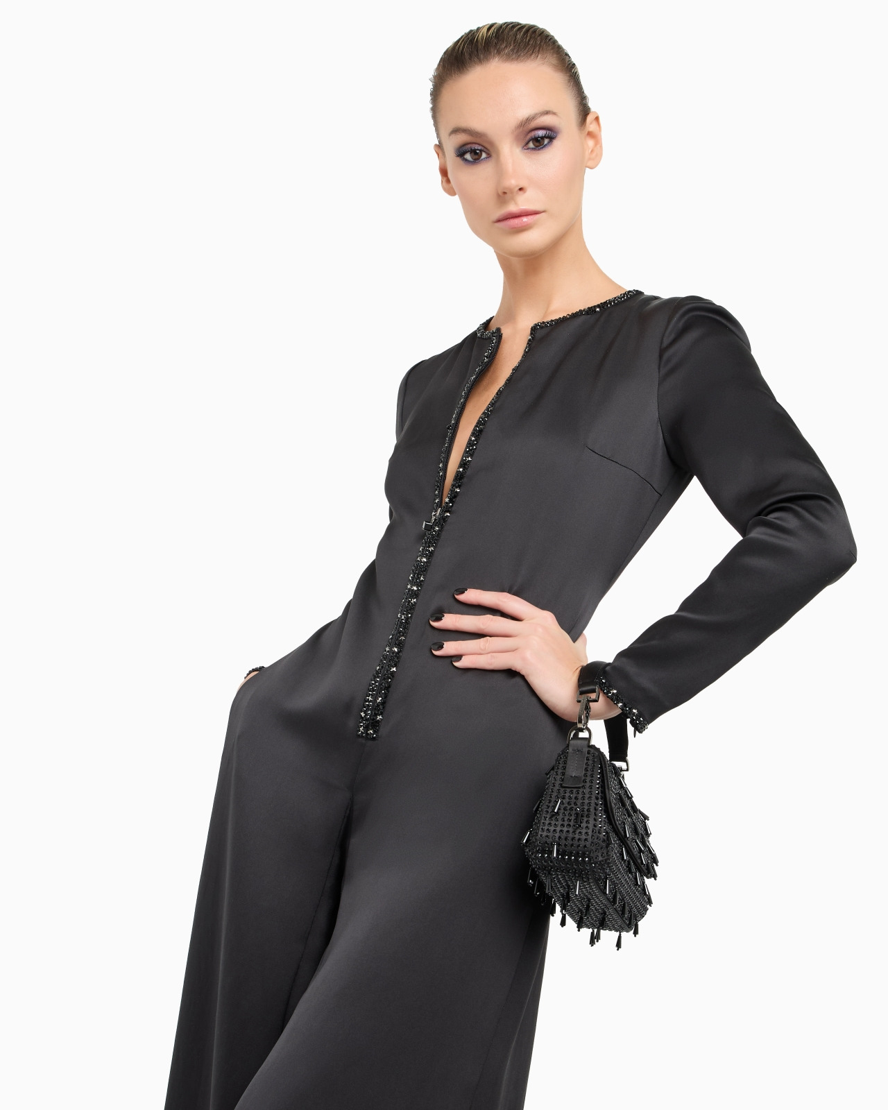 SILK JUMPSUIT WITH EMBROIDERED DETAILS - 6