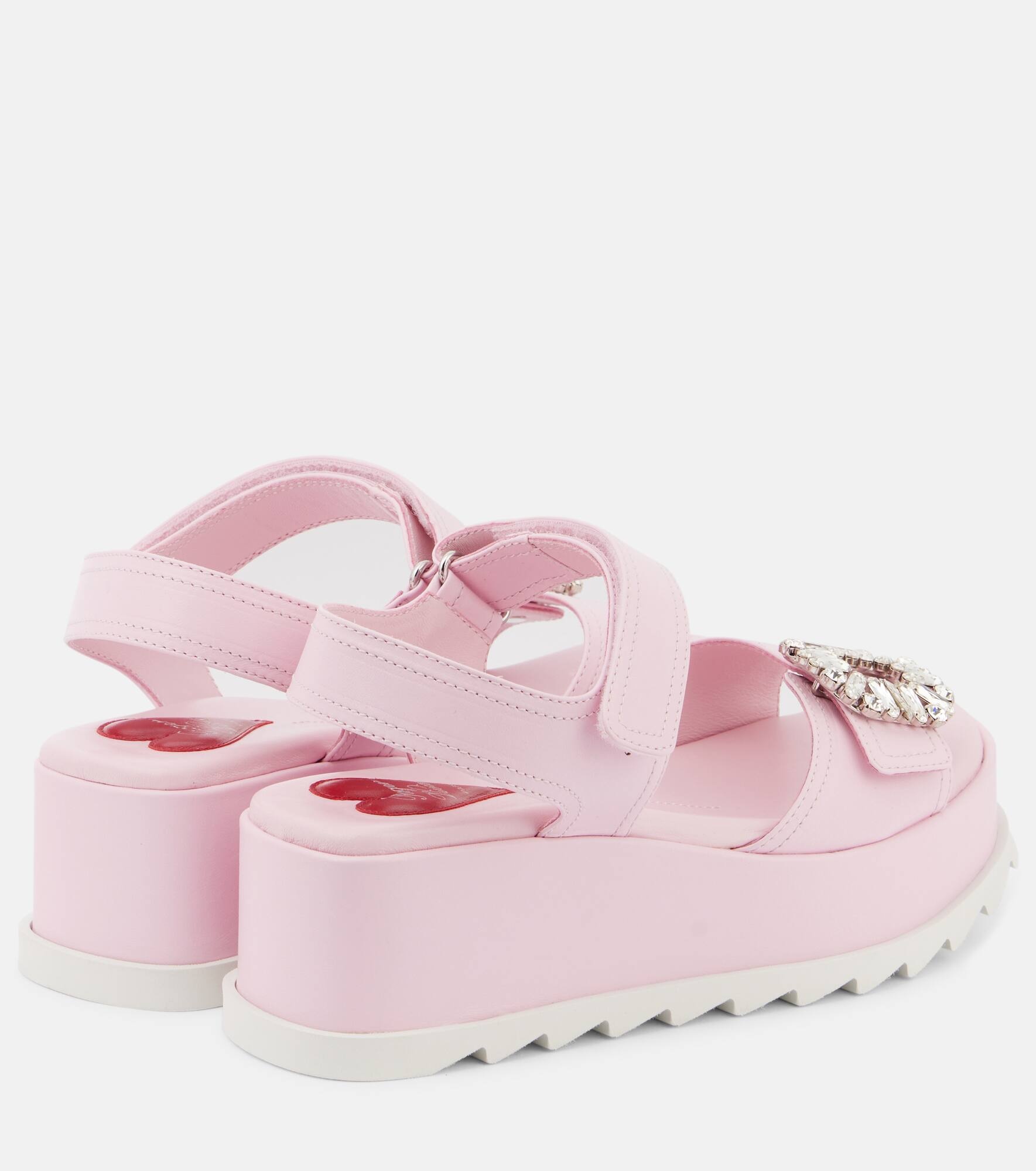 Embellished leather platform sandals - 2