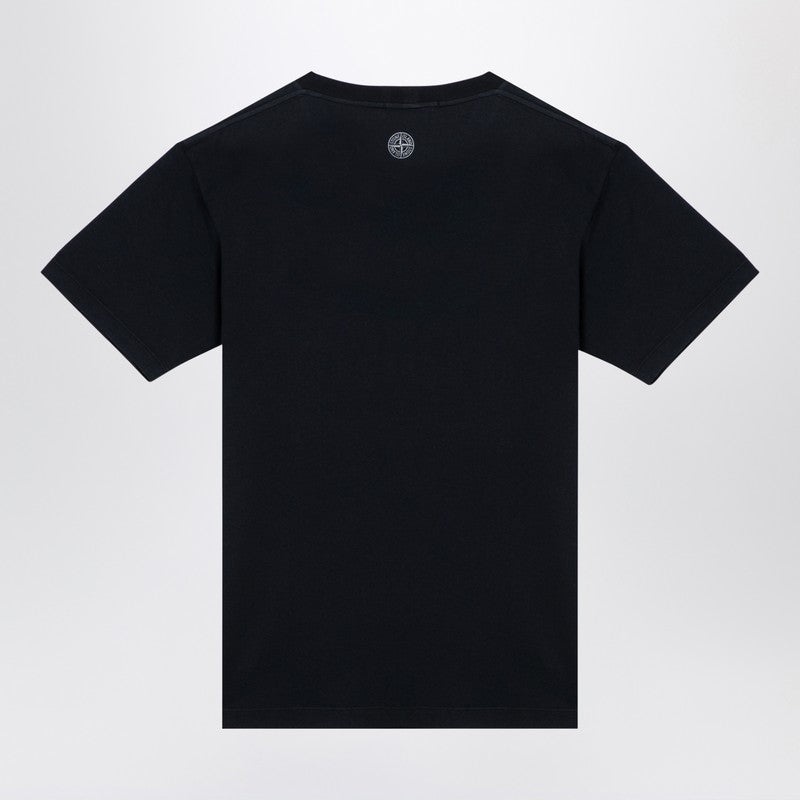 Stone Island Navy Blue Cotton T-Shirt With Logo Men - 2