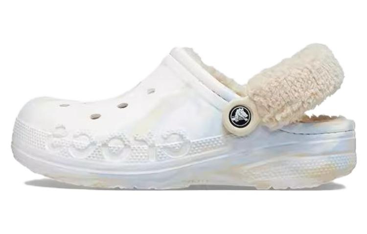 (WMNS) Crocs Baya Lined Fuzz Strap Marbled Clog 'White Multi' 209241 - 2
