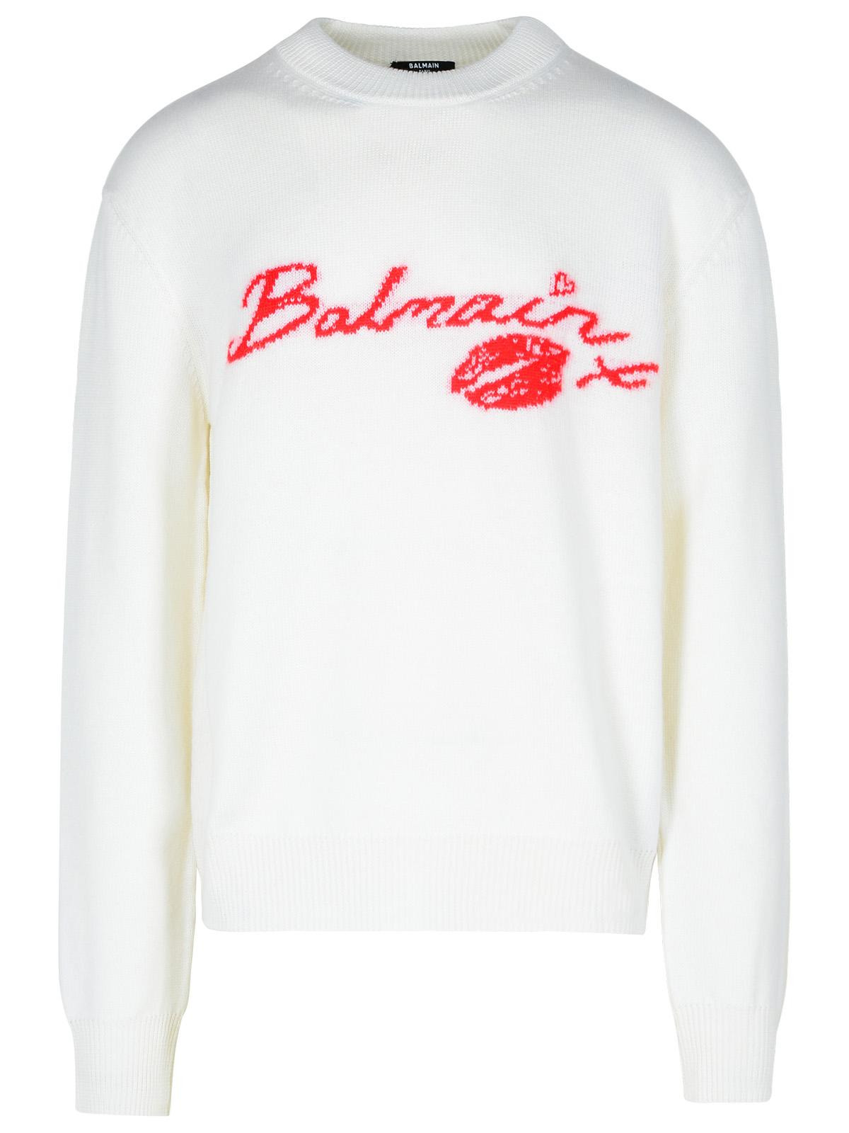 Balmain 'Kiss' White Wool Sweater Men - 1