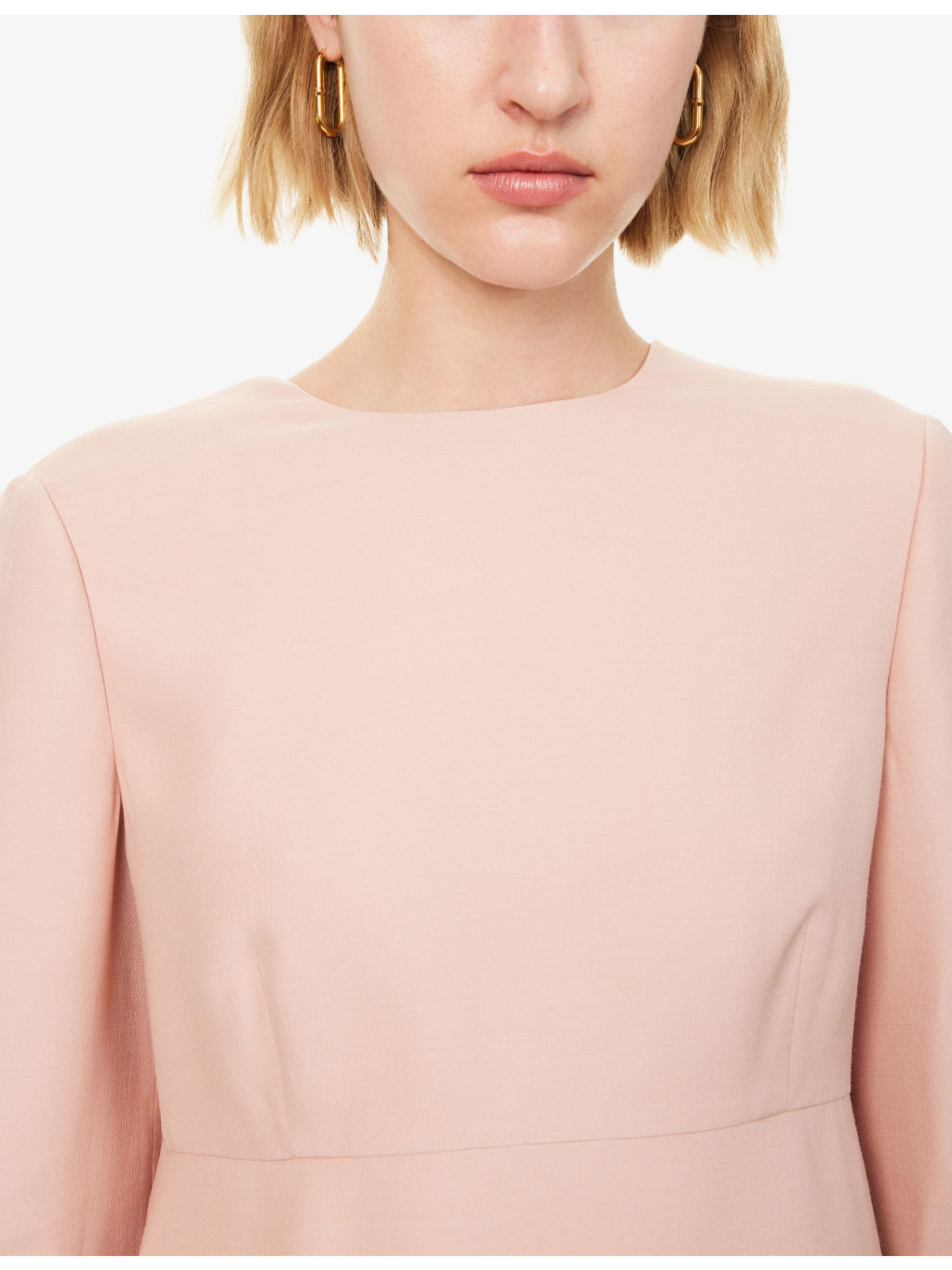 Embellished Thee-Quarter Sleeves Wool And Silk Midi Dress - 5