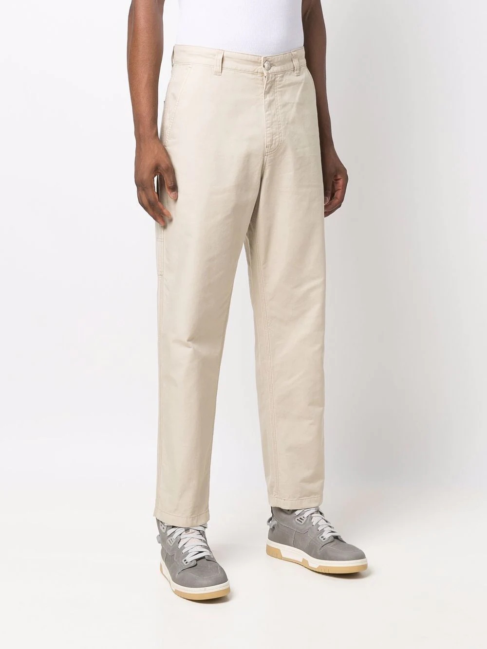 contrast-stitch chino trousers - 3