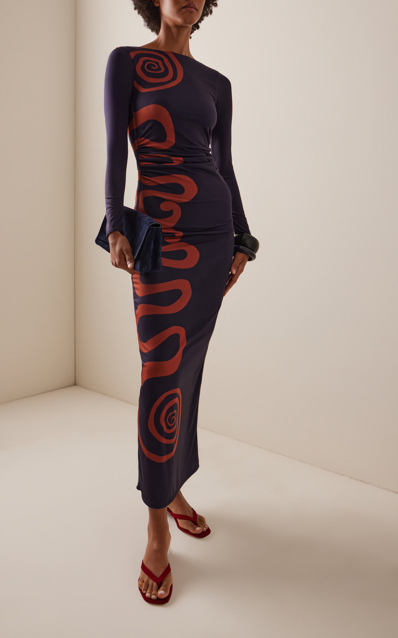 Exclusive Malaga Printed Jersey Maxi Dress navy - 2