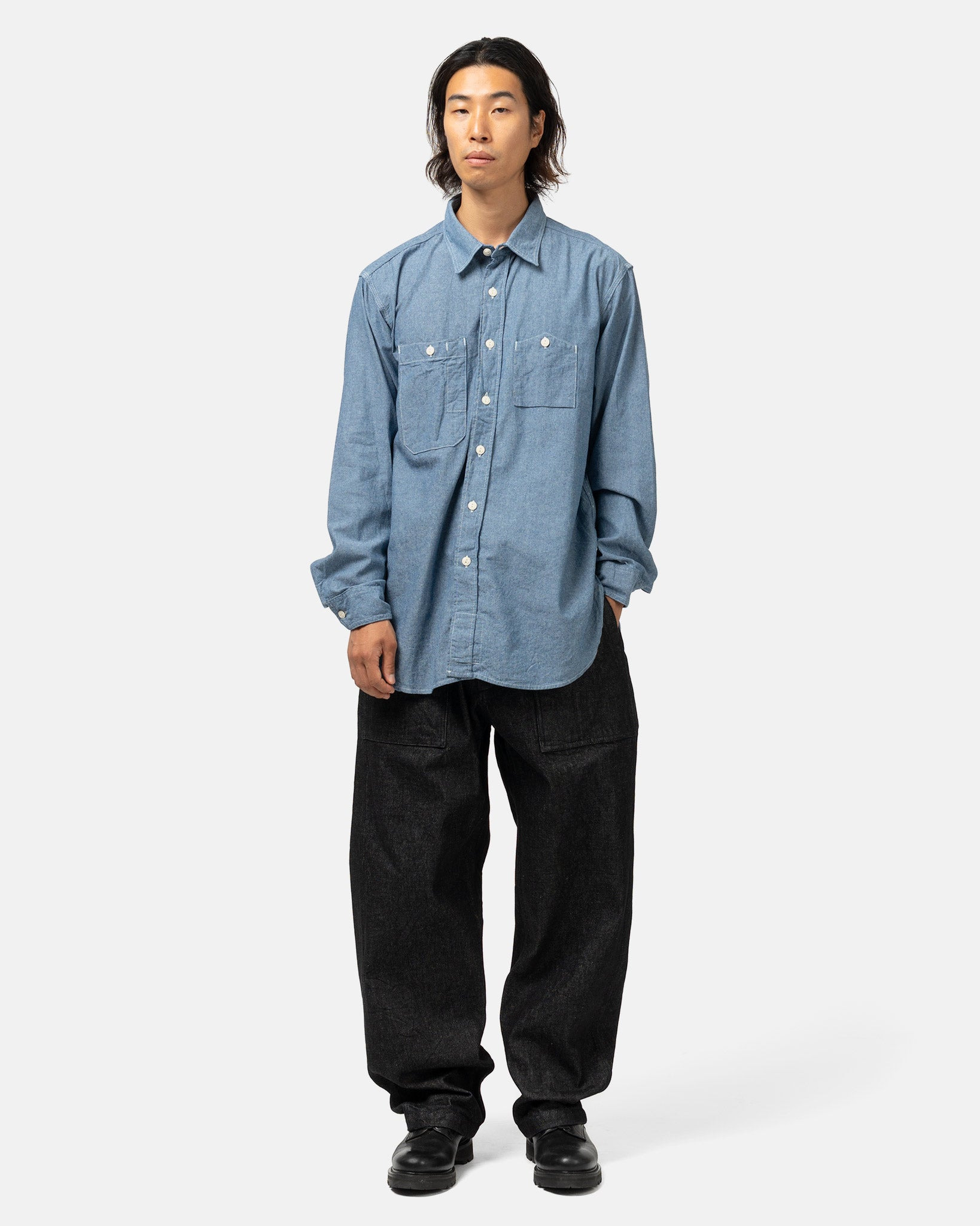 4.5oz Cotton Chambray Work Shirt Light Blue - 2