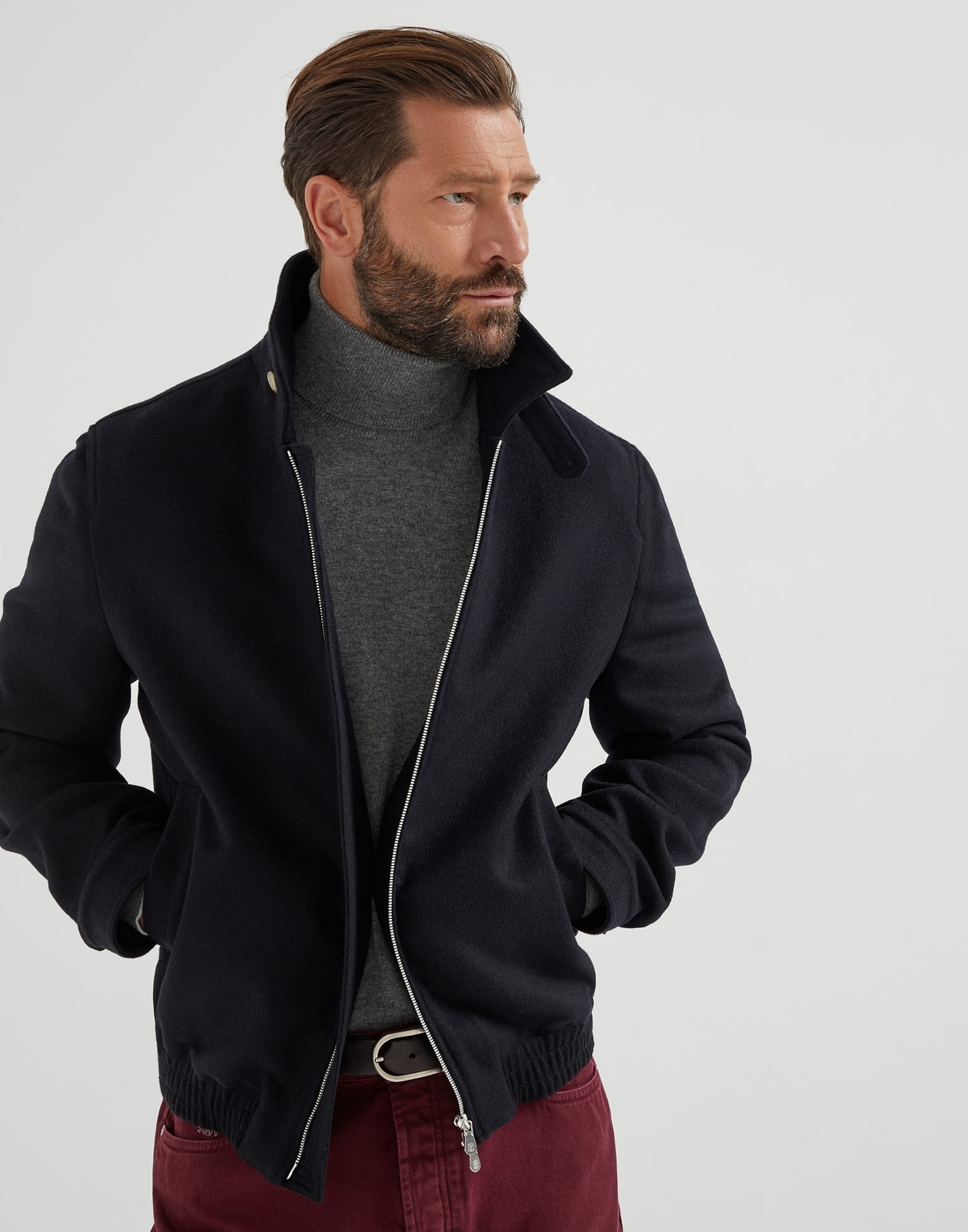 Wool flannel double cloth bomber jacket - 4