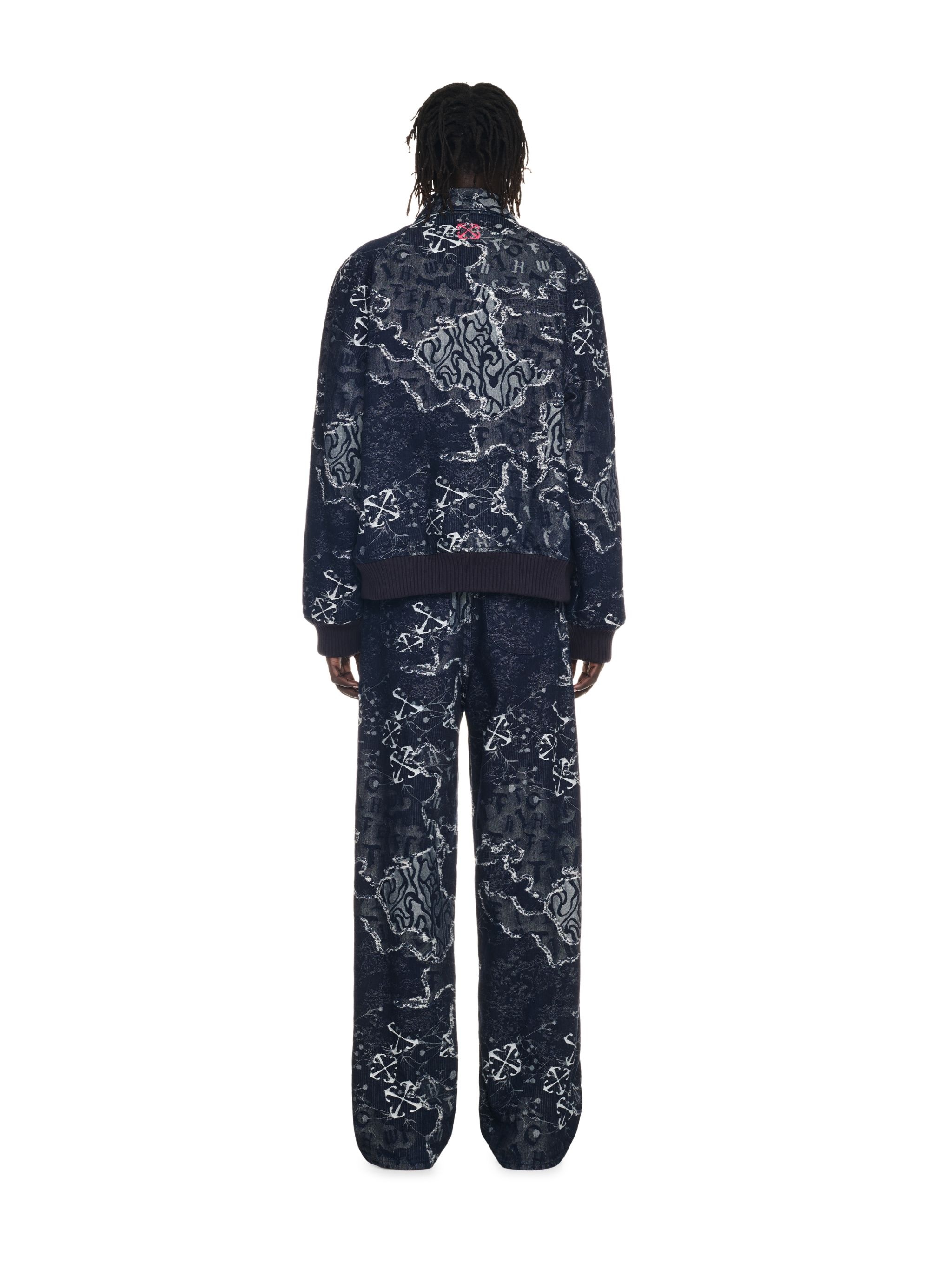 Blue Camo Jacquard Denim Bomber Jacket - 4