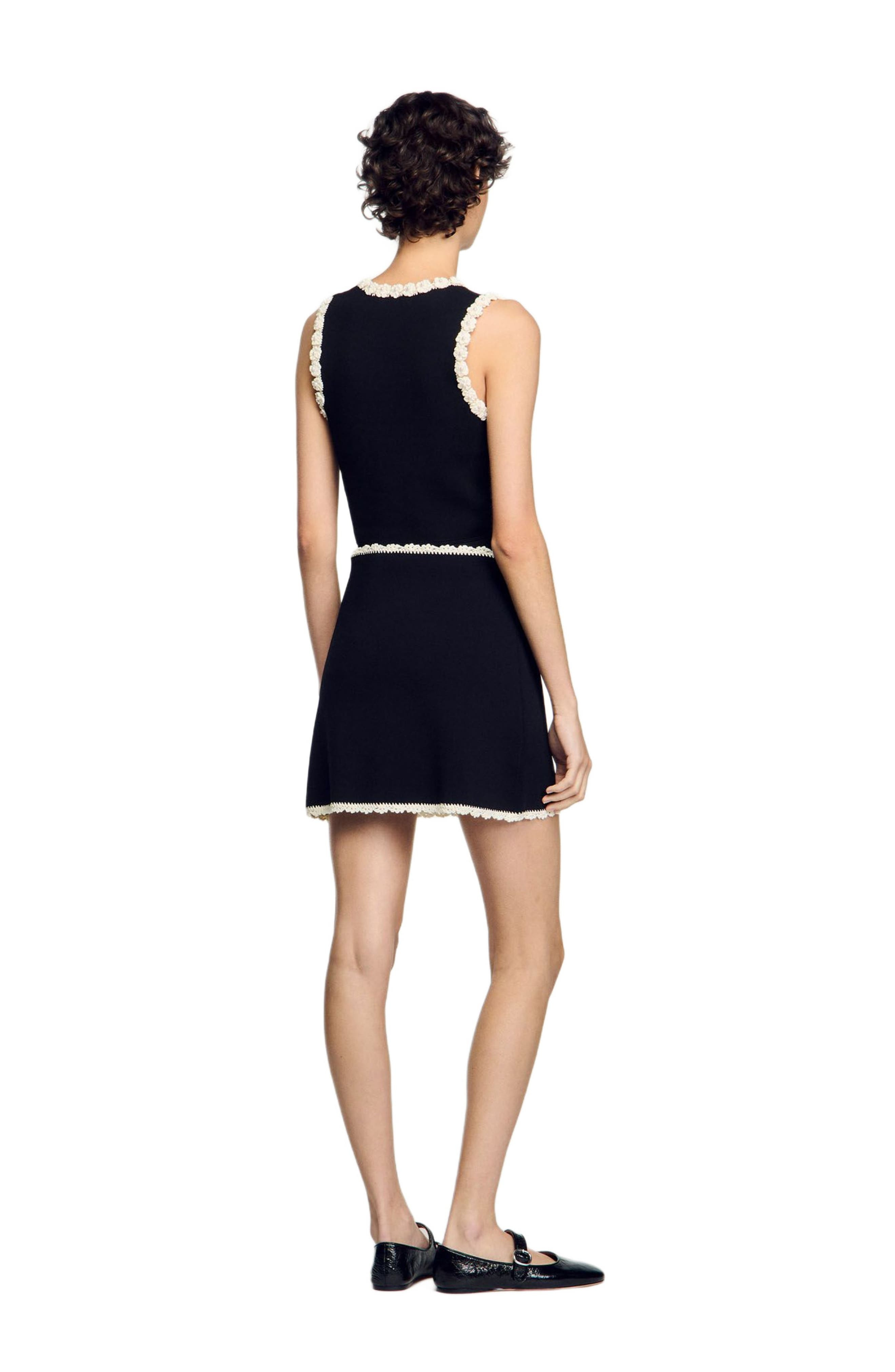 SANDRO Short skirt with crochet details in Black at Nordstrom - 2