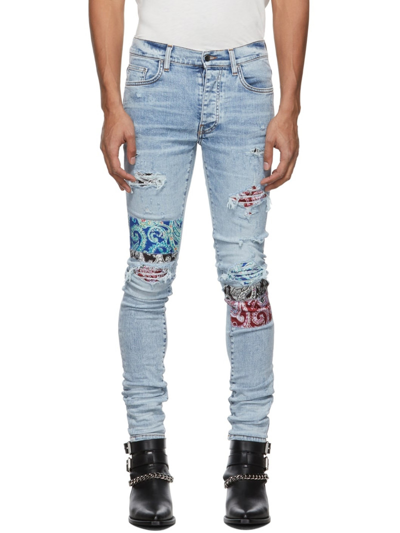Blue Pajama Art Patch Jeans - 1