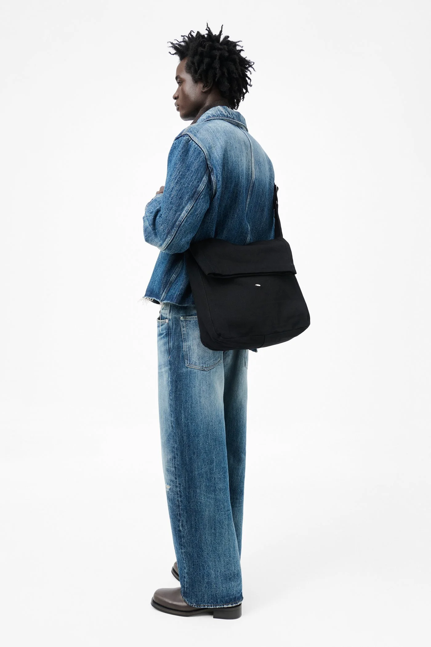 Our Legacy Sling Bag Washed Black Denim - A4218SBD | REVERSIBLE
