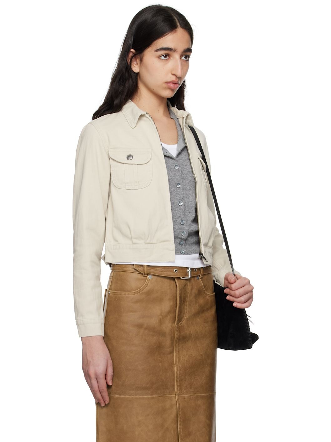 Off-White Cropped Rider Denim Jacket - 2