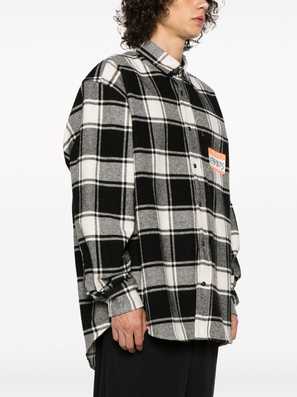 logo-appliqué plaid shirt - 5