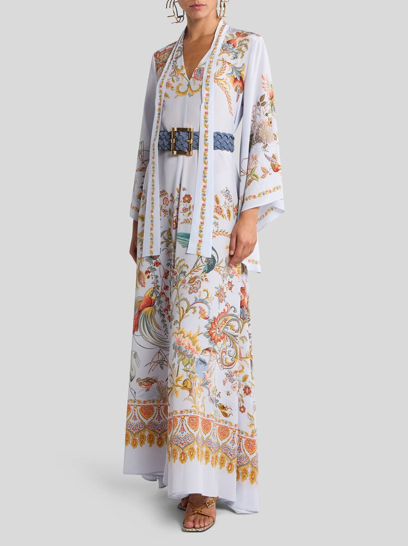Etro LONG SILK DRESS WITH SILK SCARF AND PLACED FLORA AND FAUNA PRINT outlook