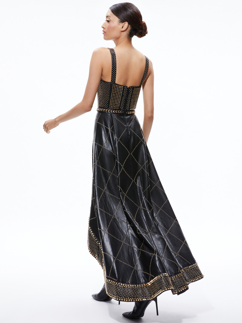 Alice + Olivia JERLENE STUDDED VEGAN LEATHER CORSET GOWN outlook
