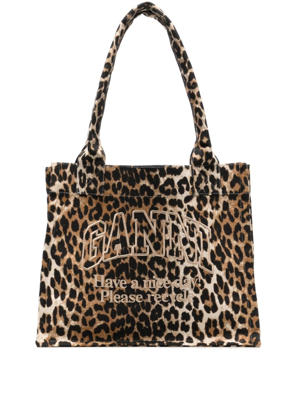 large leopard-print canvas tote bag - 1