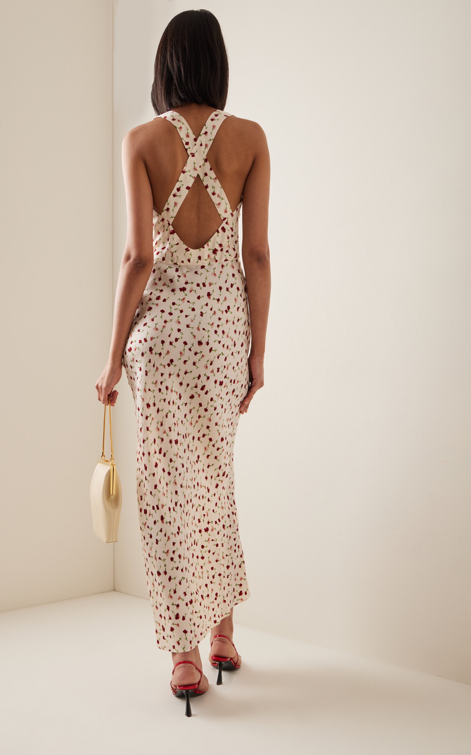 Milo Draped Floral Satin Maxi Dress print - 5