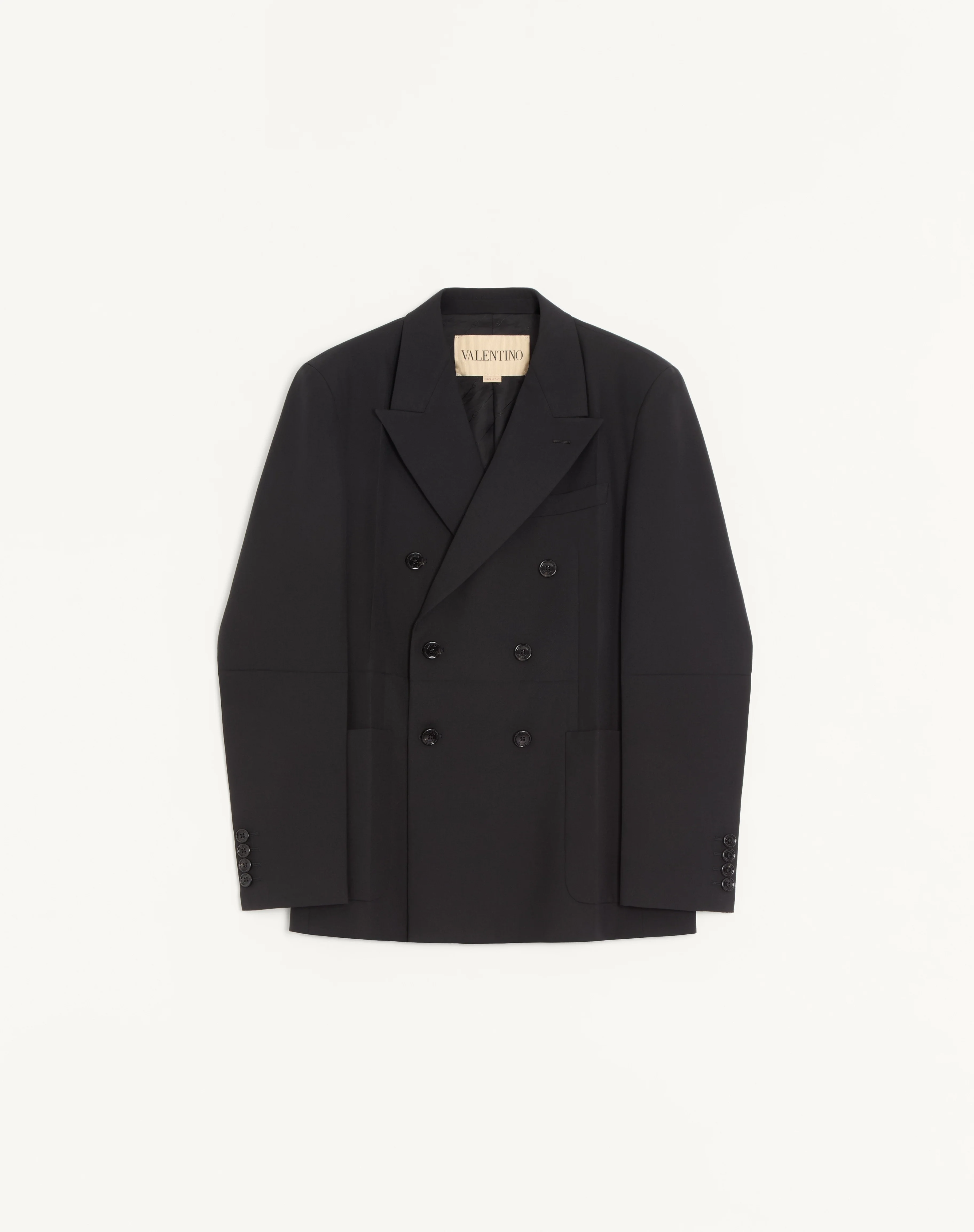 VALENTINO DOUBLE-BREASTED WOOL JACKET WITH PRESSED CREASE - 1