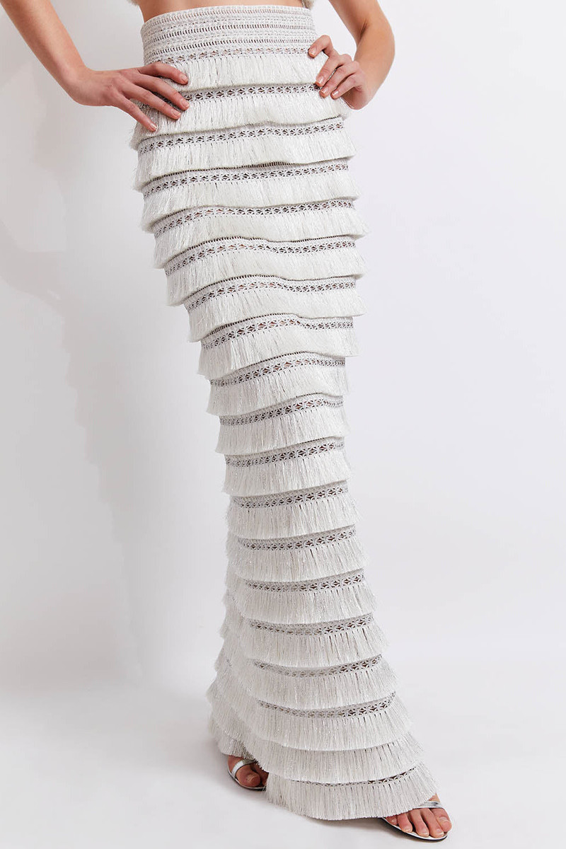 Metallic Fringe Maxi Skirt 3
