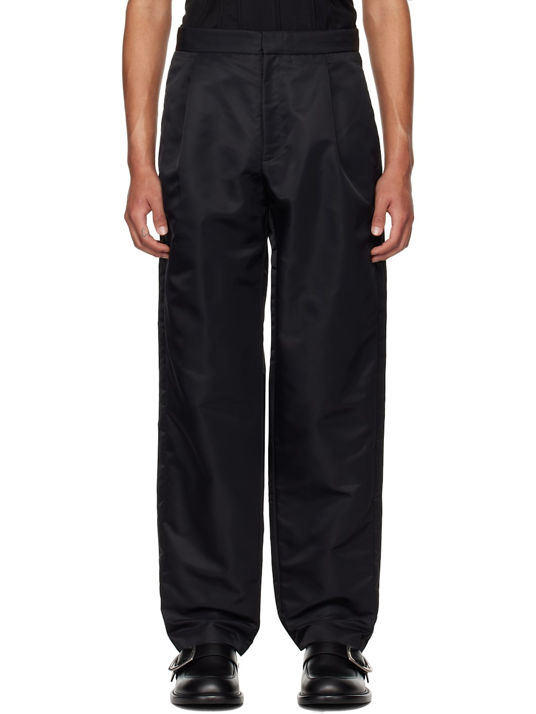 Black Five-Pocket Recycled Nylon Smoking Trousers - 1