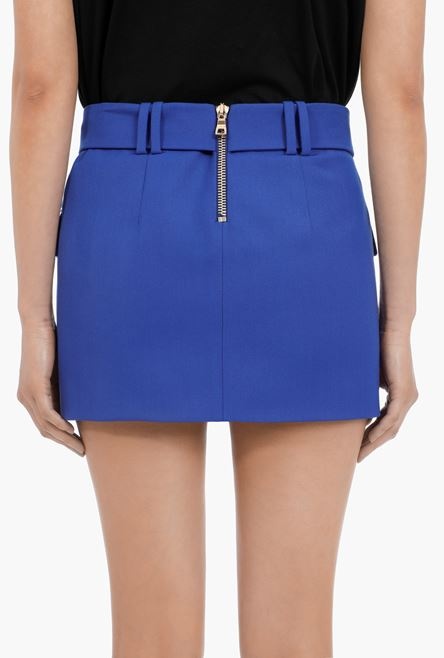 Short “gitane” blue wool low-rise skirt - 7