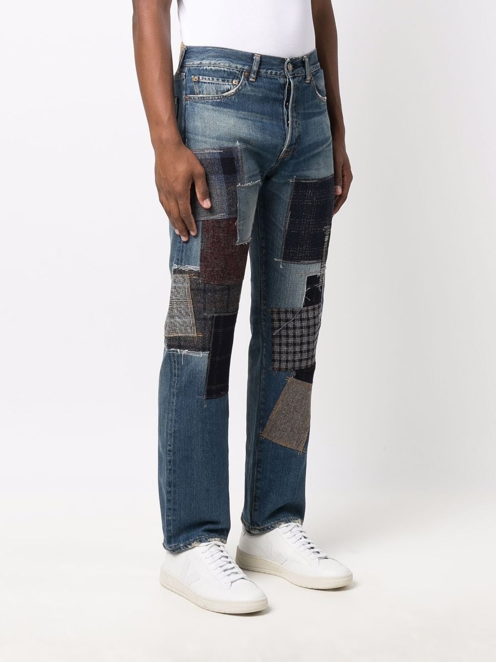 patchwork slim-fit jeans - 3