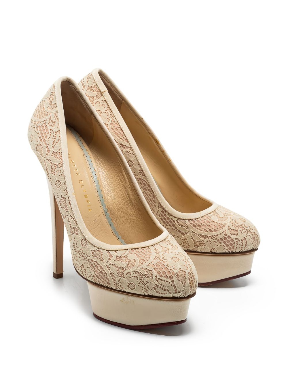 145mm lace-embellished pumps - 7