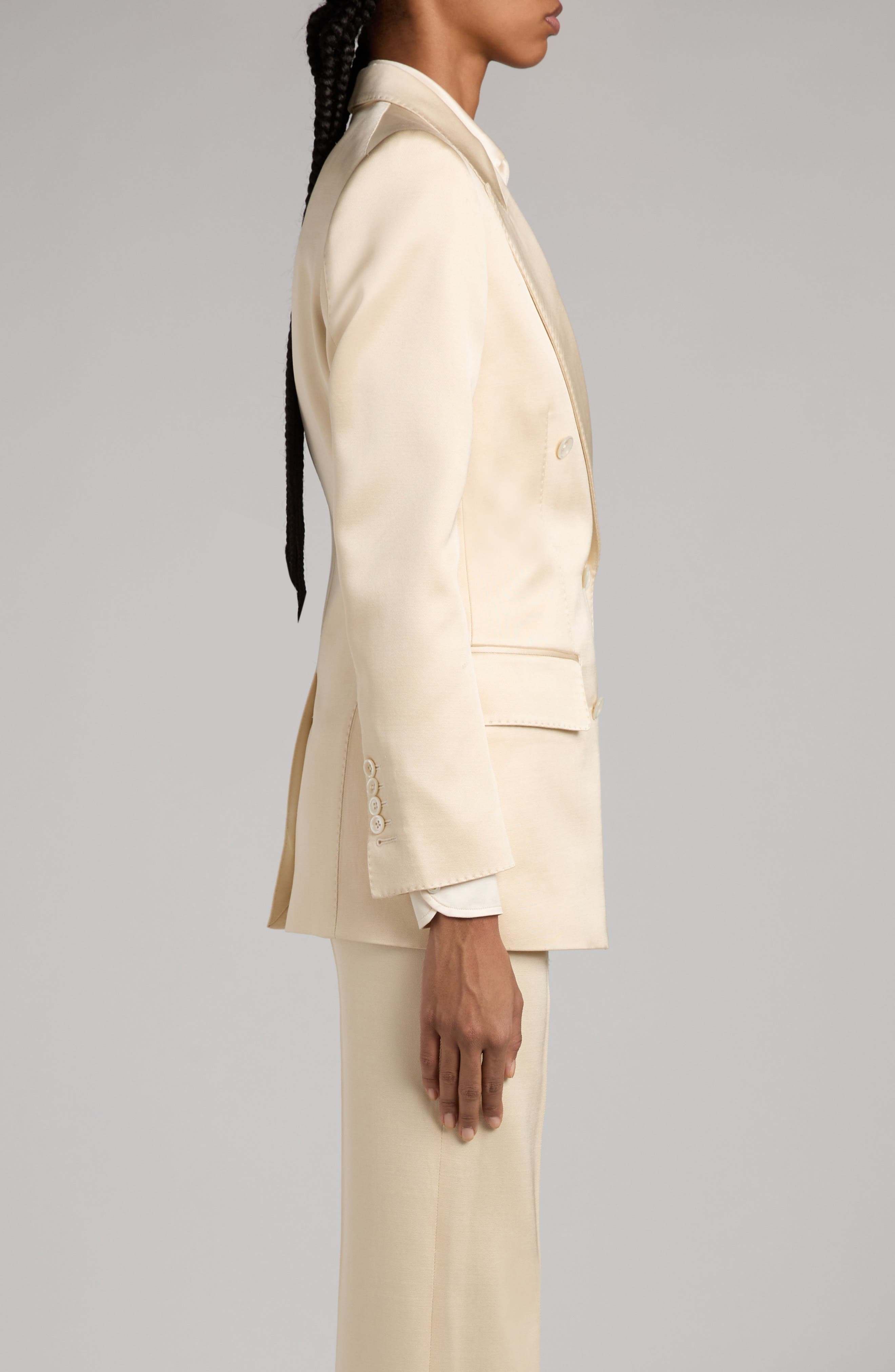 TOM FORD Double Breasted Silk & Wool Twill Blazer in Aw040 Champagne at Nordstrom - 4