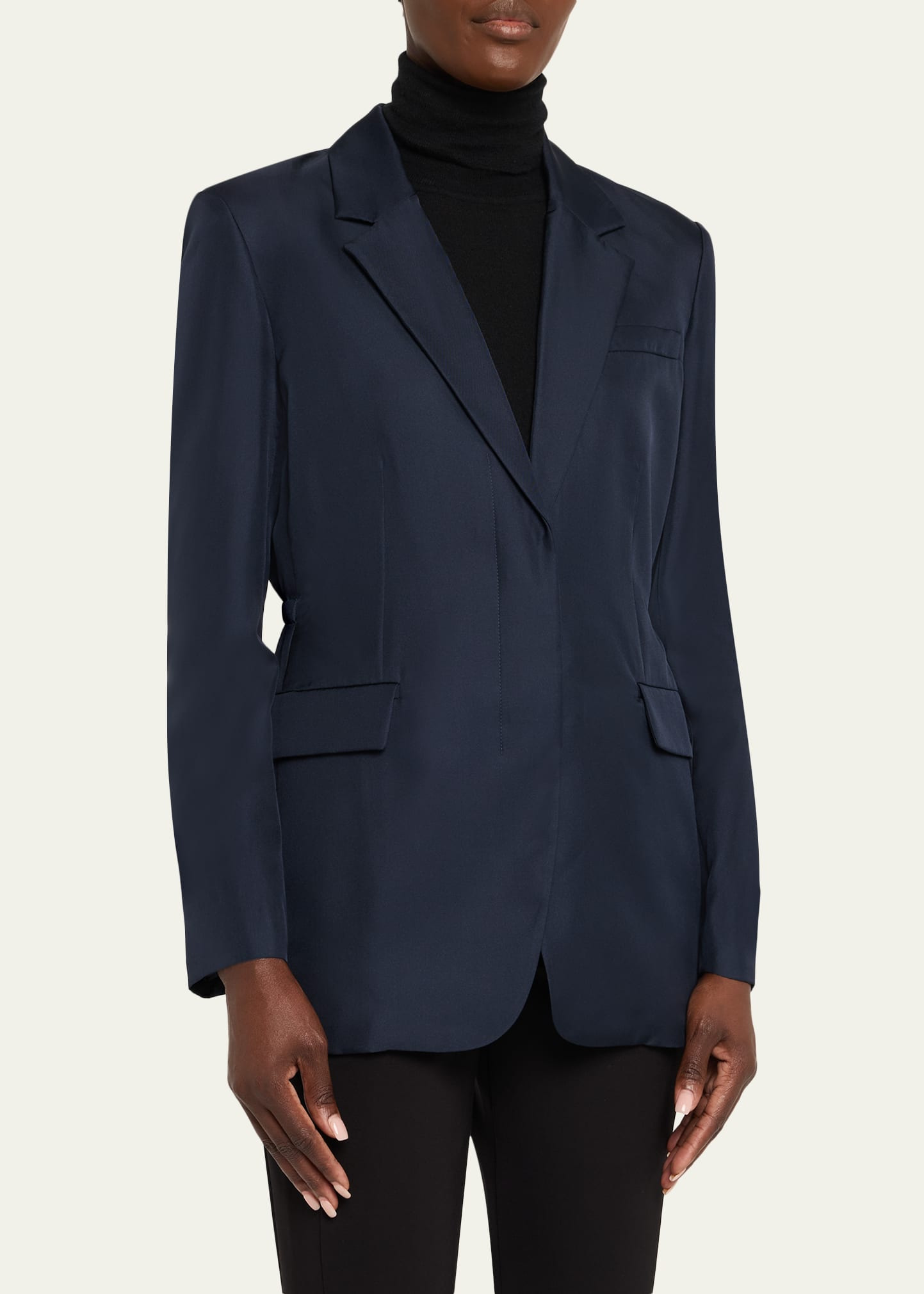 Relaxed Silk Cinch Blazer - 4