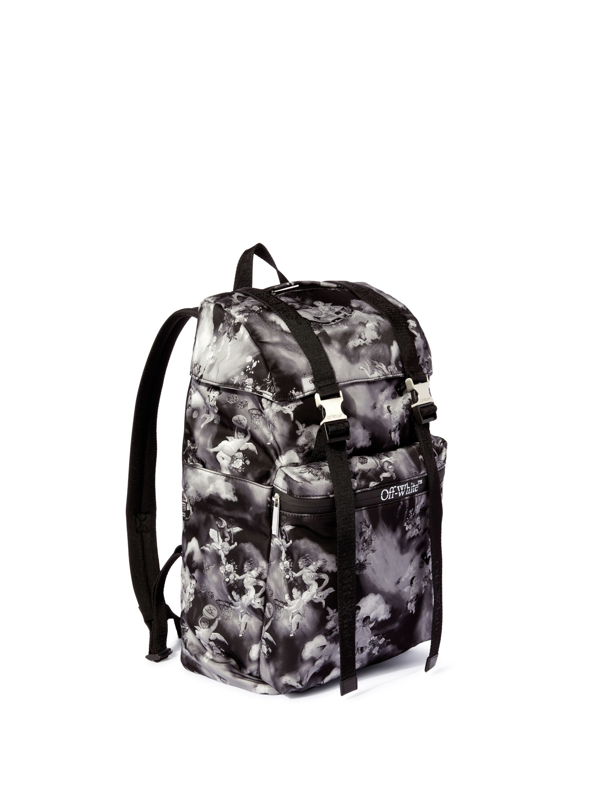 Black Fresco Print Outdoor Backpack - 3