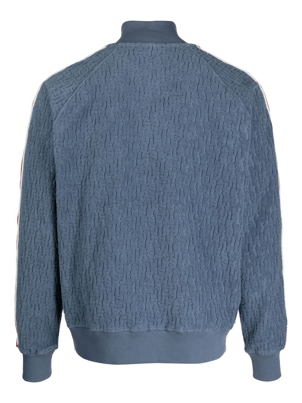 stripe-sleeve zip-up sweatshirt - 2