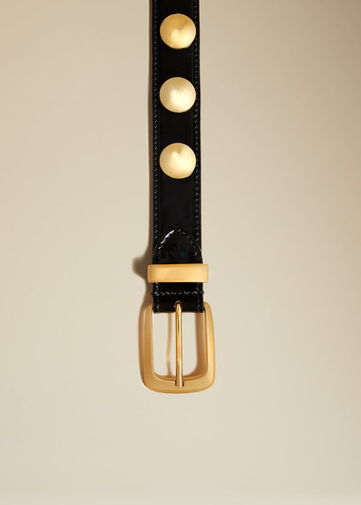 KHAITE The Benny Belt in Black Patent Leather with Gold Studs outlook