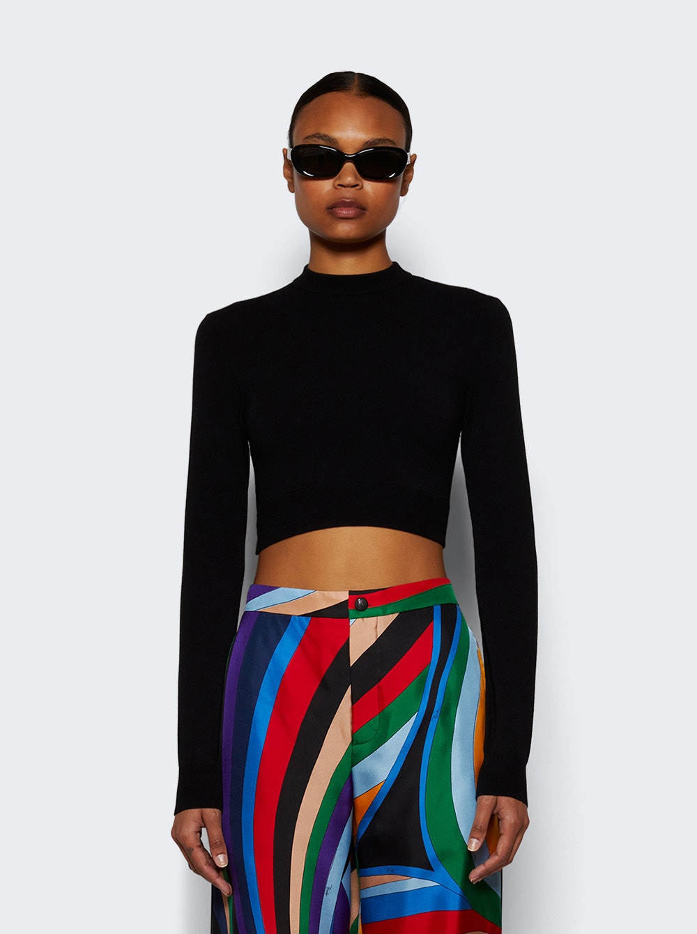Open Back Cropped Sweater Black - 3
